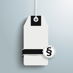 Preisschild mit einer Etikette mit Paragraf