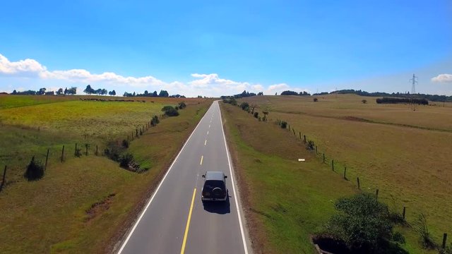 Aerial tracking  van landscape