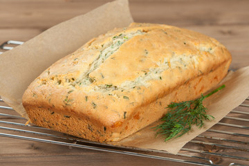 Homebaked Cake With Parmesan, Dill, Chives.