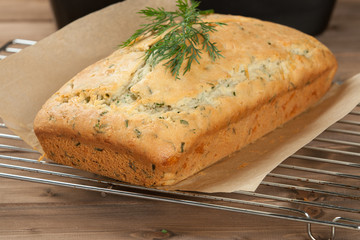 Homebaked Cake With Parmesan, Dill, Chives.