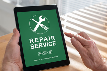Repair service concept on a tablet
