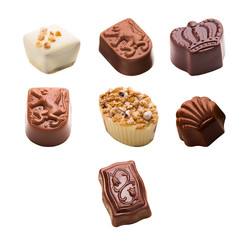 chocolate candy set isolated on white