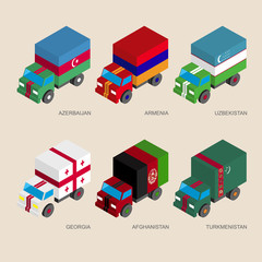 Set of isometric 3d cargo