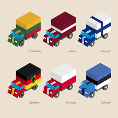 Set of isometric 3d cargo
