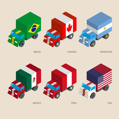 Set of isometric 3d cargo