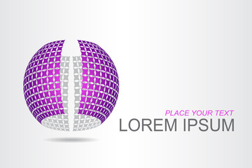 Logo stylized spherical surface with abstract shapes