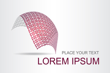 Logo stylized spherical surface with abstract shapes