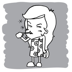 cute girl take a bath vector character