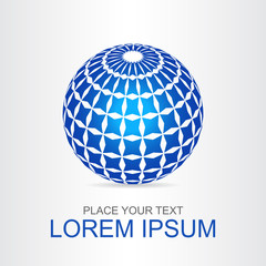 Logo stylized spherical surface with abstract shapes