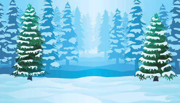 Horizontal seamless background with winter landscape