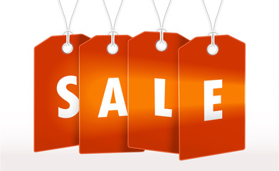 Red Tag, label with sale design. Vector illustration tamplate