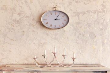 Interior, Candlestick, clock, vintage, candles