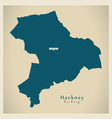 Modern Map - Hackney borough Greater London UK England