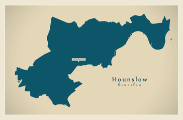 Modern Map - Hounslow borough Greater London UK England