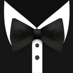 Black Bow Tie and Shirt. Man Fashion Style.