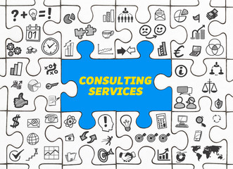 Consulting Services / Puzzle mit Symbole