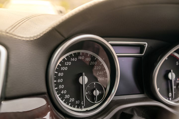 modern car speed meter - Detail of tachometer in the car