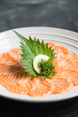 Raw fresh salmon sashimi