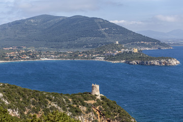 Fototapeta na wymiar Mediterranean sea wiew coast of Sardinia, Capo Caccia, Alghero, Italy.