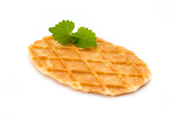 Sweet waffle on the white background.