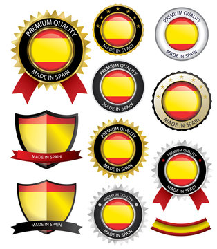 Made in Spain Seal, Spanish Flag (Vector Art)