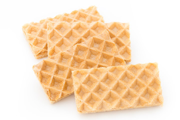Waffle with crem isolated on white background.