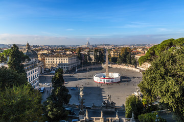Fototapeta premium Rome, Italy. Piazza del Popolo with the Ancient Egyptian Obelisk