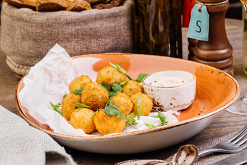 Deep Fried Cheese Balls with sauce