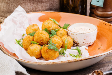 Deep Fried Cheese Balls with sauce