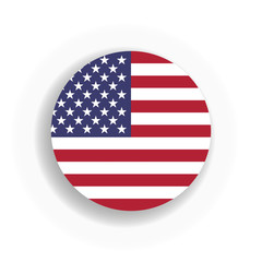 USA flag int he circle with dropped shadow. United States of America. EPS10 vector illustration.