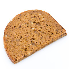 Slices of rye bread isolated on white background.