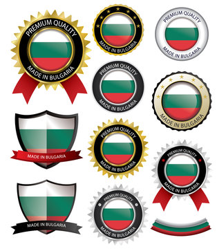 Made in Bulgaria Seal, Bulgarian Flag (Vector Art)