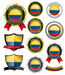 Made in Colombia Seal, Colombian Flag (Vector Art)
