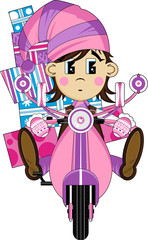Cartoon Christmas Elf on Scooter