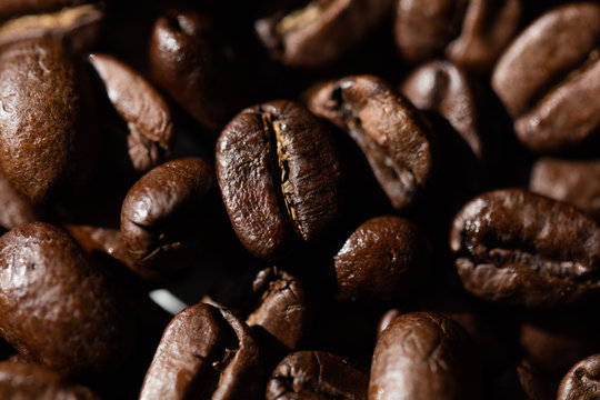Black coffee grains