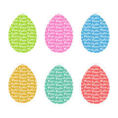 Hand drawn eggs with hand drawn lettering,