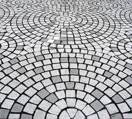 Grey paving slabs in the patio