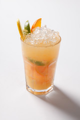 lemon and kiwi and orange in cold cocktail. mojito with lemon and kiwi