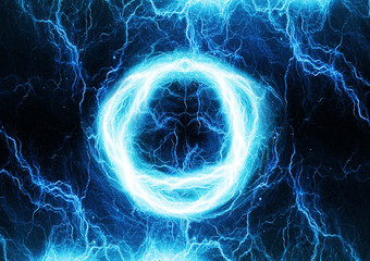 Circular lightning discharge, abstract background