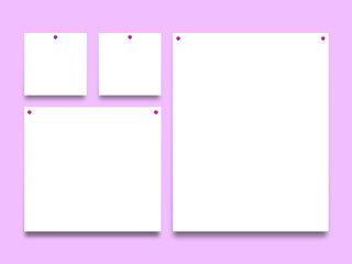 Four blank square and rectangular frames