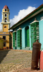 Typical colonial Cuban architecture in Trynidad - obrazy, fototapety, plakaty
