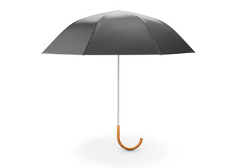 Black umbrella isolated on white background 3d render
