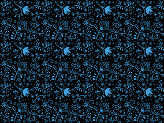 Flower seamless pattern - Flax blossoms - 143433402