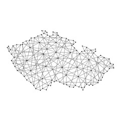 Map of Czech Republic from polygonal black lines and dots of vector illustration