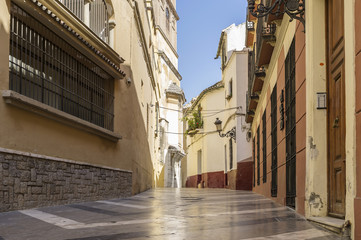 Fototapeta na wymiar Ancient street, historic center, Malaga,Spain.