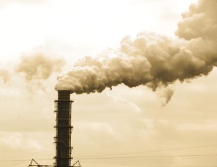 Industrial pipe polluting atmosphere.