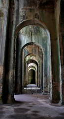 Interior of roman water cistern in Bacoli, Naples