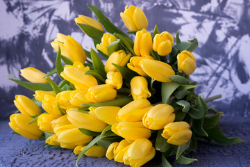 Bouquet from yellow tulips
