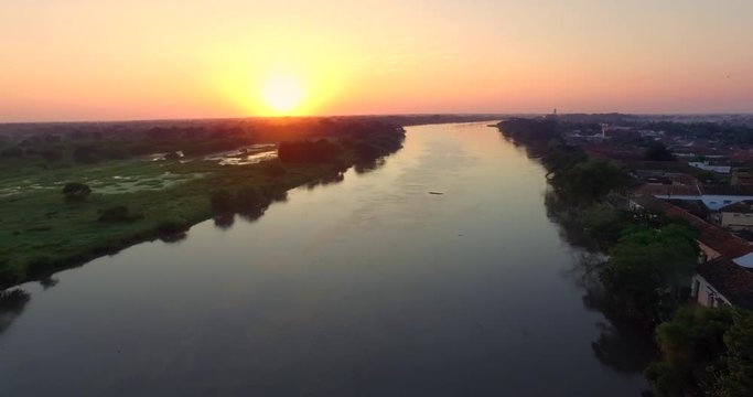 Aerial Mompox Colombia Aerial River Colonial Town