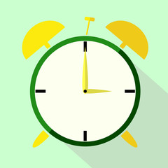 Alarm clock icon with long shadow.